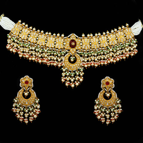 Karuna Bridal Gold  Polki Necklace Set