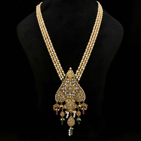 Syndicate Polki Diamond Pendant Necklace with Pearl & Glass Bead Accents