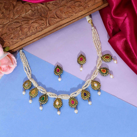 Nine Gemstone Pear Drop Necklace Set