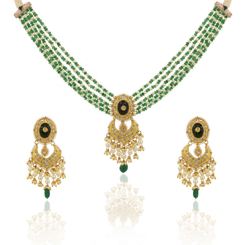 Jadau Gold Polki Chandbali Pendant Set