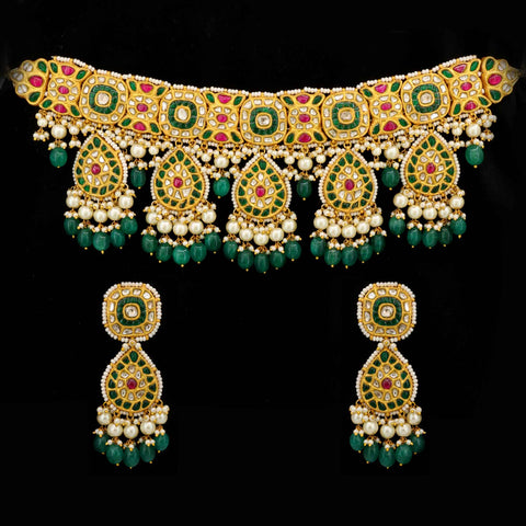 Satrangi Shringar Bridal Gold  Polki Necklace Set