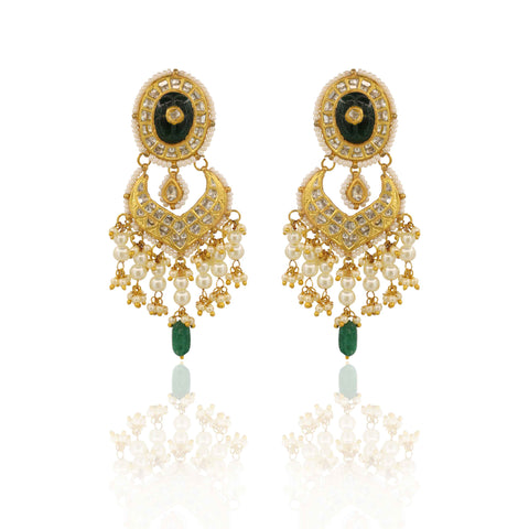 Jadau Gold Polki Chandbali Pendant Set