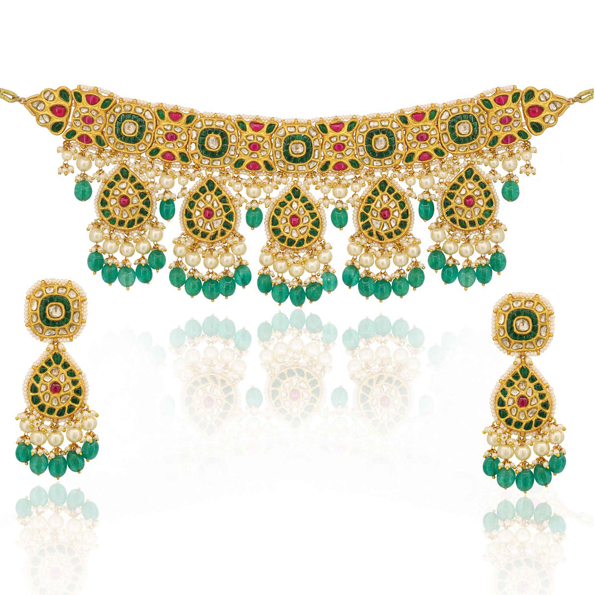 Satrangi Shringar Bridal Gold  Polki Necklace Set
