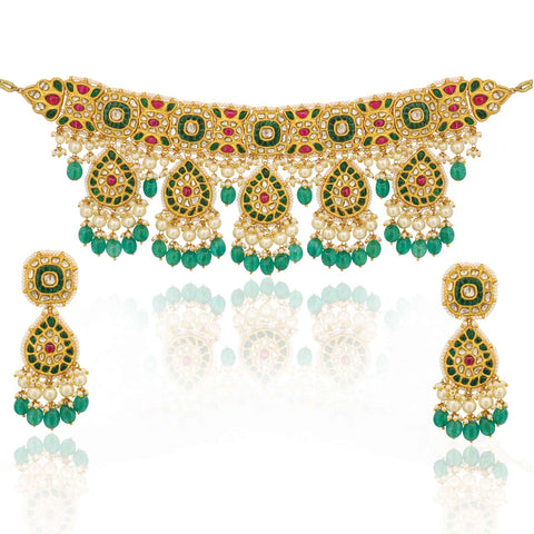 Satrangi Shringar Bridal Gold  Polki Necklace Set