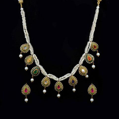 Nine Gemstone Pear Drop Necklace Set