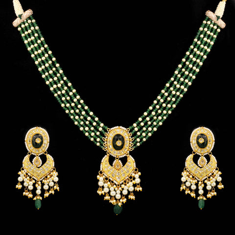 Jadau Gold Polki Chandbali Pendant Set