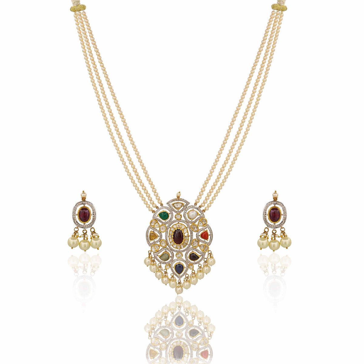 Anagha Designer Nine Gemstone Pendant Set
