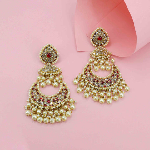 Polki Chandbali Earring(Hallmark 91.6)