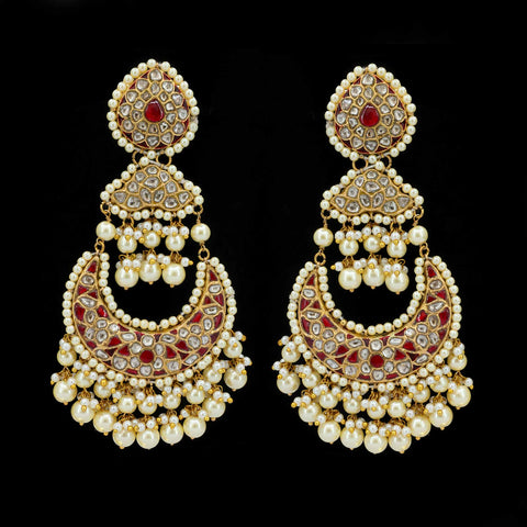 Polki Chandbali Earring(Hallmark 91.6)