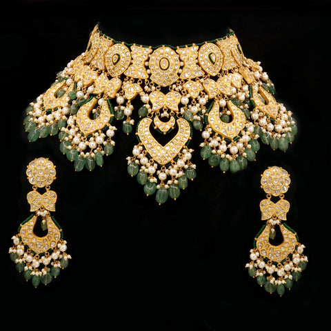 Bridal Gold Natural Syndicate Polki Diamond Necklace Set
