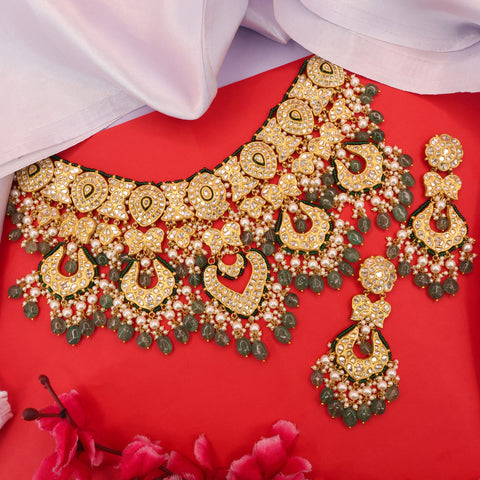 Bridal Gold Natural Syndicate Polki Diamond Necklace Set