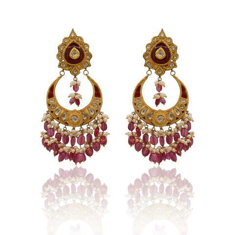 Fuchsia & Ruby Polki Chandbalis