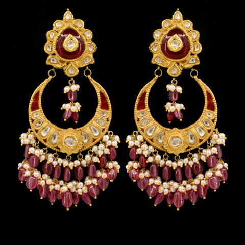 Fuchsia & Ruby Polki Chandbalis