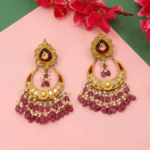 Fuchsia & Ruby Polki Chandbalis