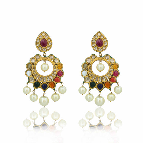 Padmamukhi Navratna Gold Chocker Necklace Set
