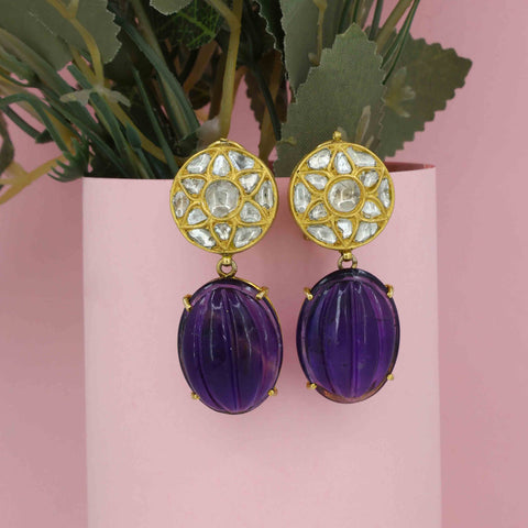 Amethyst Gold Earring (91.6 Hallmark)