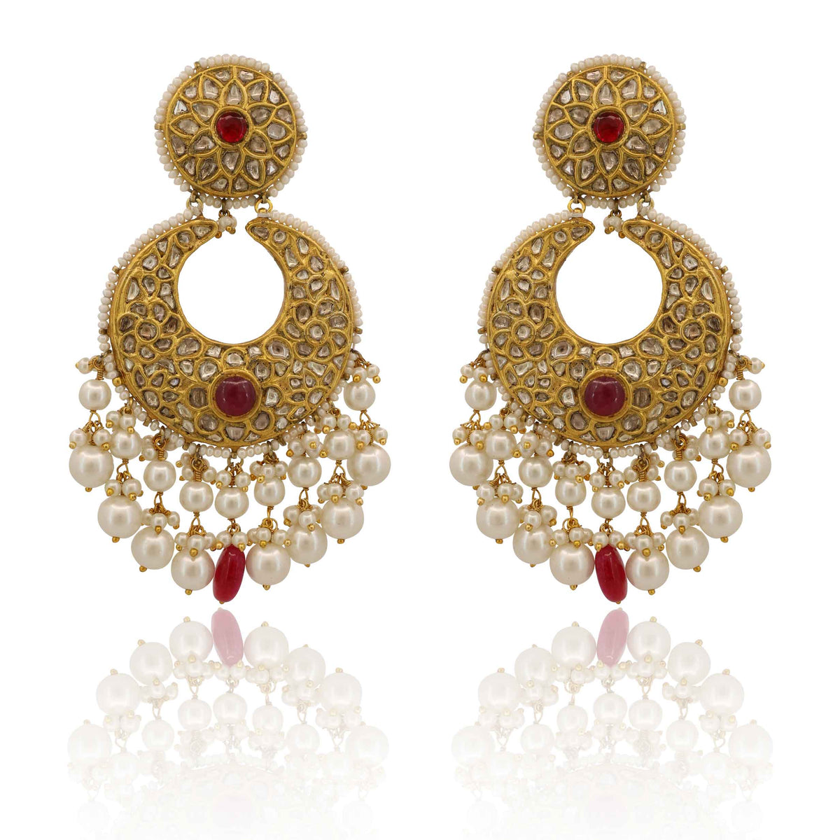 Royal Ruby Jhoomar Polki Chandbalis