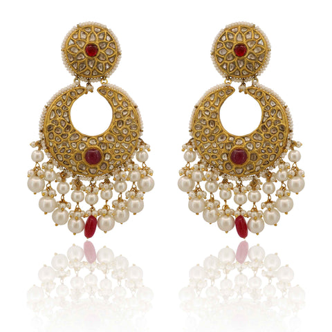 Royal Ruby Jhoomar Polki Chandbalis