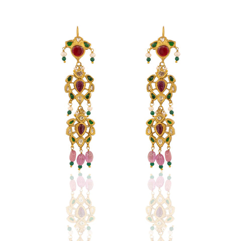 Seven-Layered Ruby & Emerald Polki Statement Necklace