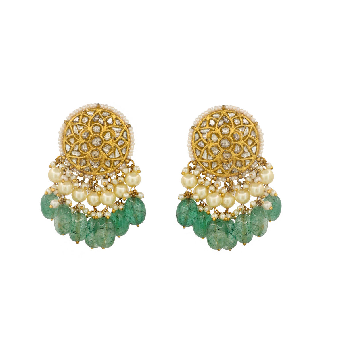 Polki Diamond and Pearl Jhumka Earring
