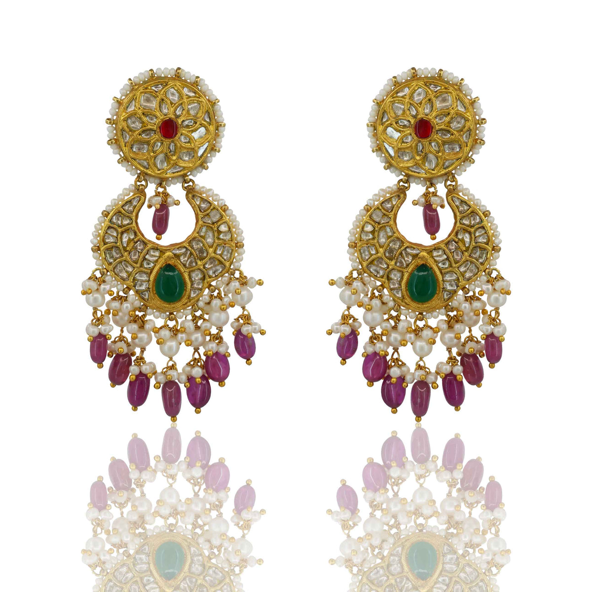 Royal Heritage Gold Syndicate Polki Diamond Chandbali Earrings
