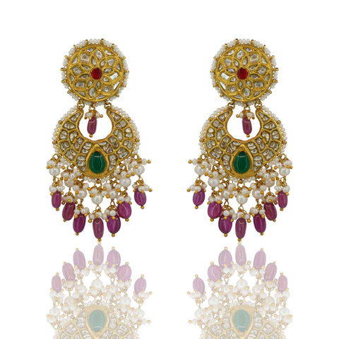 Royal Heritage Gold Syndicate Polki Diamond Chandbali Earrings