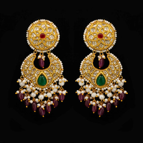 Royal Heritage Gold Syndicate Polki Diamond Chandbali Earrings