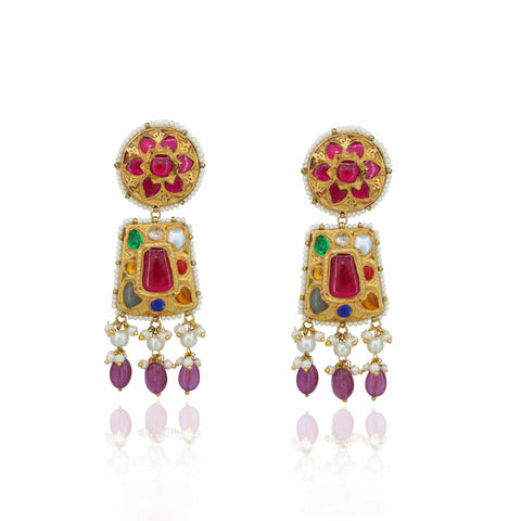 Vidya Lakshmi Navratna Gold Chocker Necklace Set
