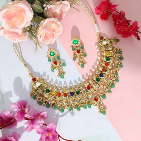 Ratnanjali Gold Polki Diamond Necklace Set
