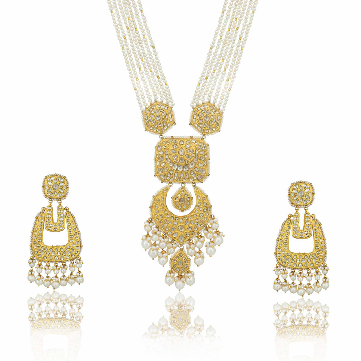 Rama Polki Diamond Gold Pendant Set