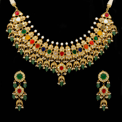 Ratnanjali Gold Polki Diamond Necklace Set