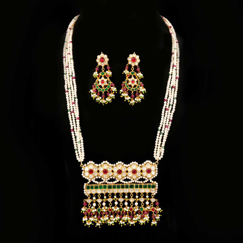 Thakurani Ruby and Polki Diamond Statement Necklace Set