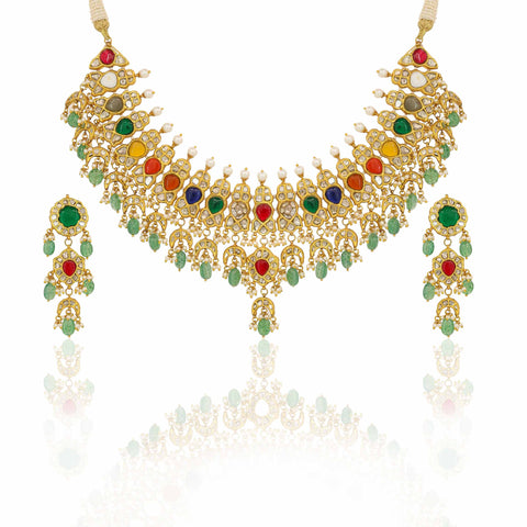 Ratnanjali Gold Polki Diamond Necklace Set