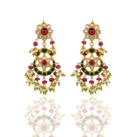 Thakurani Ruby and Polki Diamond Statement Necklace Set