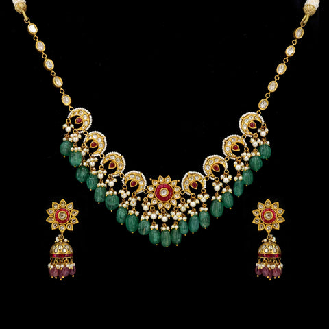 Timeless Beauty Polki Necklace Set (91.6 Hallmark)