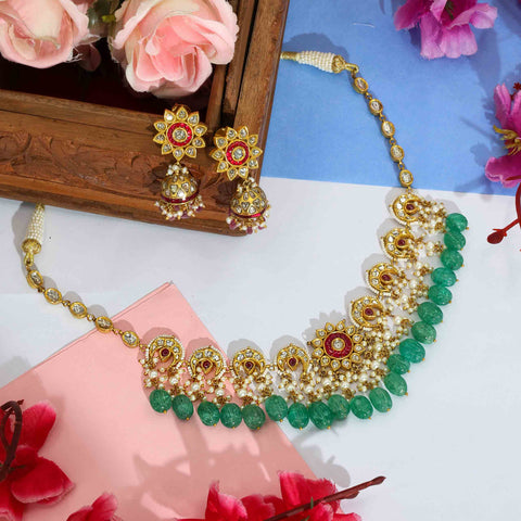 Timeless Beauty Polki Necklace Set (91.6 Hallmark)
