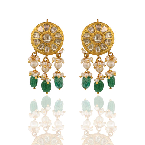 Heart Motif Polki Choker Set