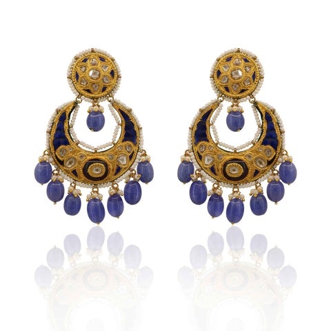 Bhavya Tanzanite Drop Polki Earrings