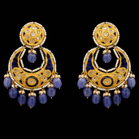 Bhavya Tanzanite Drop Polki Earrings