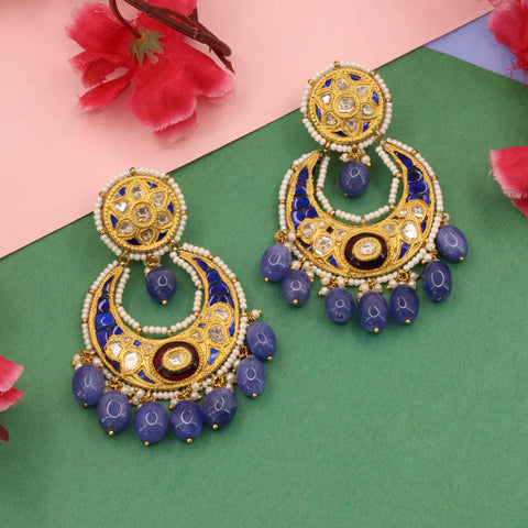 Bhavya Tanzanite Drop Polki Earrings
