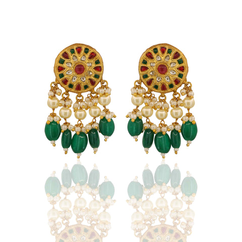 Vibrant Ruby, Emerald, and Polki Diamond Statement Choker