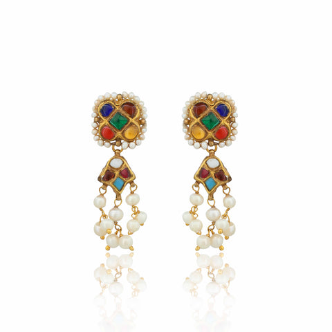 Chanchala Navratna Gold Chocker Necklace Set