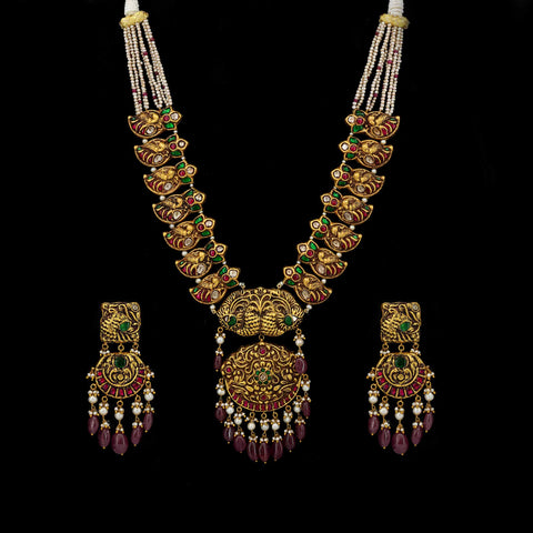 Mayura Rajnidhi Gold Necklace Set (Hallmark-91.6)