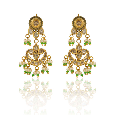 Jadau Polki Diamond & Pearl Teen Lada Necklace Set