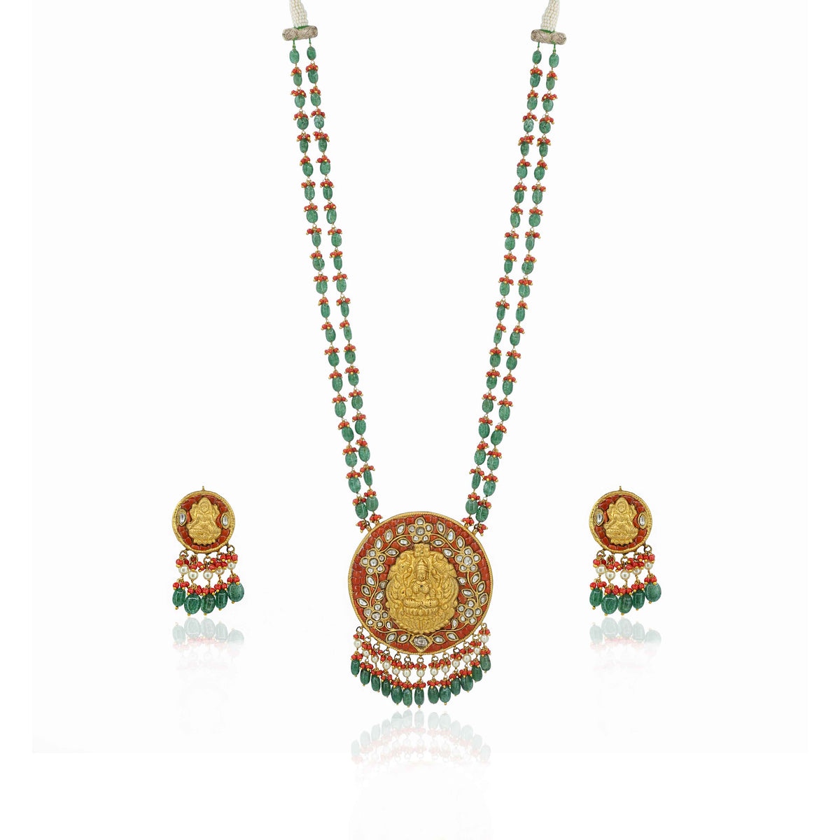 Vijaya Lakshmi Gold Polki Diamond Pendant Set
