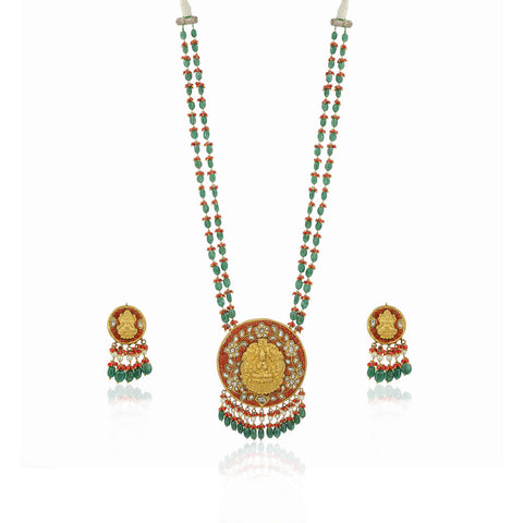 Vijaya Lakshmi Gold Polki Diamond Pendant Set