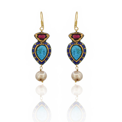 Royal Turquoise Kundan Meena Necklace Set