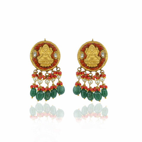 Vijaya Lakshmi Gold Polki Diamond Pendant Set