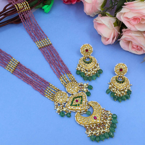 Ananta Mani Gold Polki Diamond Pendant Set