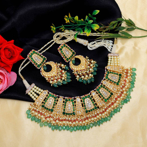Green Polki Necklace Set